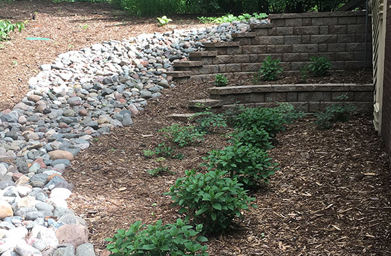 CN'R Lawn N' Landscape - drainage, Drain Tile, Drive River Bed, Retaining wall and perrennials